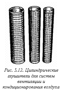 Подпись:  
Рис. 5.12. Цилиндрические глушители для систем вентиляции и  кондиционирования воздуха
